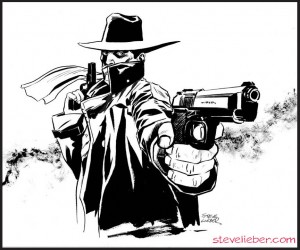 The Shadow Black and white commissioned sketch of The Shadow. Drawn in brush and ink on bristol.
